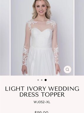 NWT Light Ivory Lace Wedding Dress Topper
